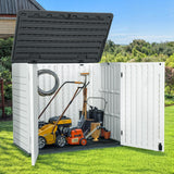 GOOBED Horizontal Shed with Padlock Latch, Outdoor Storage Shed for Backyard and Garden, 35 Cu Ft Small Storage, Waterproof, Easy Assembly, Light Gray GOOBED