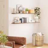 Wallniture Palm 60 inch Long x 10 in Deep Rustic Floating Shelves for Wall Storage, Wall Book Shelf for Living Room, Shelves Laundry Room, Home Office, Set of 2, Burnt Finish, Real Wood Wallniture