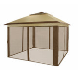 CROWN SHADES 11x11 Pop Up Gazebo, Patented One Push Outoor Canopy Tent with Wheeled STO-N-Go Cover Bag, Pop Up Canopy with Netting for Patio, Backyard (11x11, Beige & Coffee) CROWN SHADES