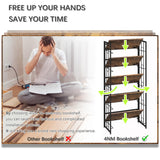 Folding 5-Tier Vintage Bookshelf by 4NM - Rustic Brown and Black Storage Solution 4NM