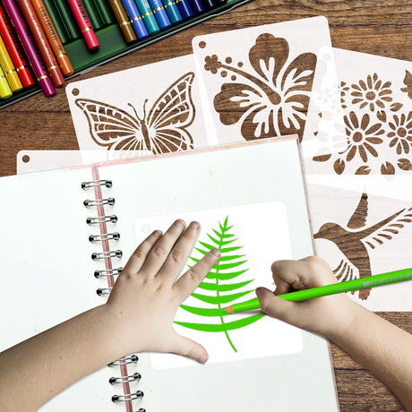 50 PCS Flower Painting Stencils Reusable Flower Stencils for Painting on Wood Rocks Canvas Fabric Glass Pottery 4x4 Inch CH HAICHENG
