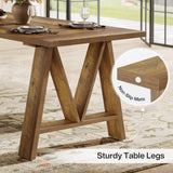 Tribesigns 63" Executive Desk, Farmhouse Wooden Office Computer Desk, Large Workstation Writing Table with Sturdy Legs for Home Office, Brown Tribesigns