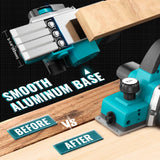 Cordless Electric Hand Planer: 3-1/4-Inch Handheld Planer for Makita 18V Battery (No Battery) - 15000 RPM Power Wood Planer for Woodworking, Carpentry, and Home DIY - Includes Blades and Edge Guide MtiolHig