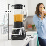 BLACK+DECKER BL1400DG-P Quiet Stainless Steel Blender with Cyclone Glass Cup BLACK+DECKER