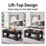 Yaheetech Modern Living Room 3 Pieces Table Sets, Lift Top Coffee Table and End Table Sets for Home and Office, Easy Assembly Accent Furniture with Hidden Compartment and Open Storage Shelf, Black Yaheetech