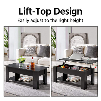 Yaheetech Modern Living Room 3 Pieces Table Sets, Lift Top Coffee Table and End Table Sets for Home and Office, Easy Assembly Accent Furniture with Hidden Compartment and Open Storage Shelf,  - WoodArtSupply