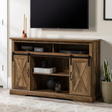 Walker Edison Clayton Farmhouse Sliding Double Barn Door TV Stand for TVs up to 58 Inches, 52 Inch, Rustic Oak Walker Edison