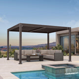 PURPLE LEAF 10' x 12' Louvered Pergola Outdoor Adjustable Louvre Shade Modern Patio Aluminum Pergola with Retractable Roof for Deck Backyard Garden Hardtop Gazebo PURPLE LEAF