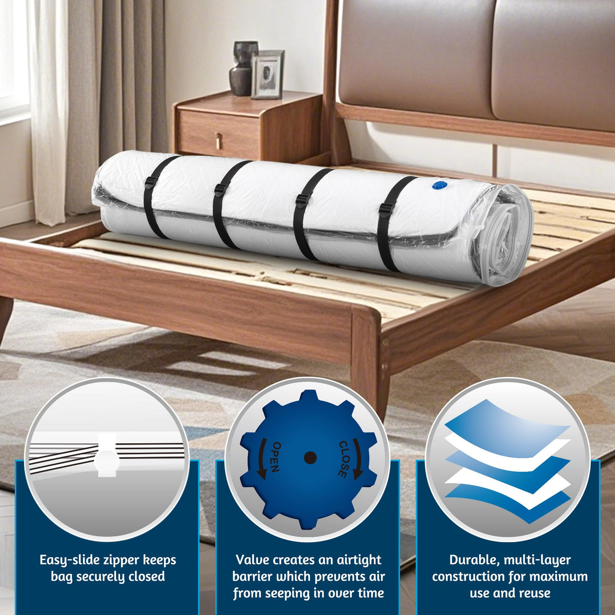 Meersburg Vacuum Mattress Bag for Memory Foam and Latex - Sealed for Easy Movement, Transport and Storage (Queen/Full/Full-XL) Meersburg