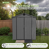 Patiowell 6 x 4 FT Plastic Outdoor Storage Shed with Floor, Resin Outside Tool Shed with Window and Lockable Door for Backyard, Garden, Tool Storage Use, Easy to Install, Dark Grey Patiowell