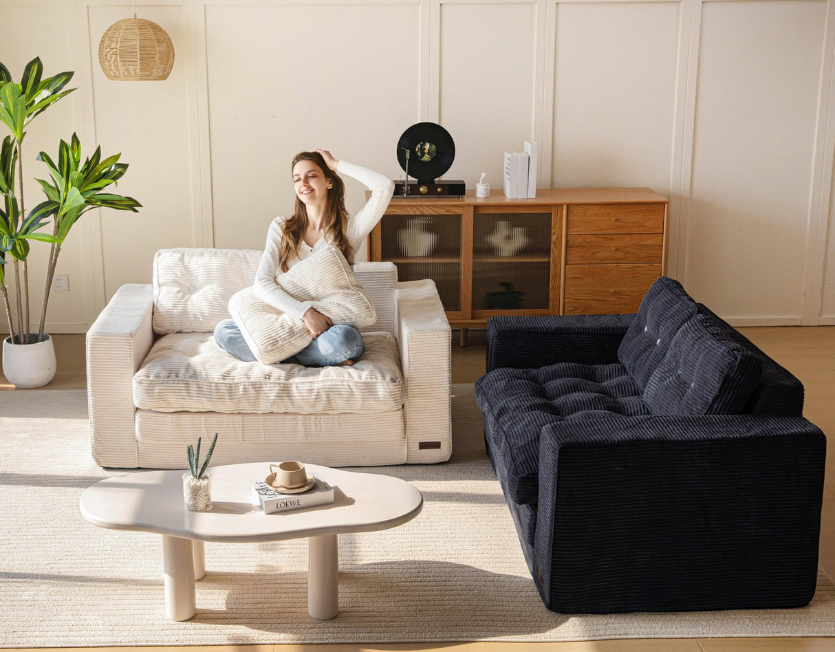 MAXYOYO Convertible Sofa Bed, Pull Out Loveseat Sleeper Sofa, 2 in 1 Folding Couch Bed, Fold Out Floor Couch with Pillows for Living Room Bedroom Lounge, Black MAXYOYO