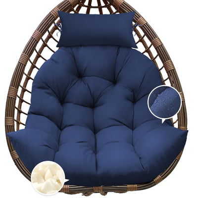 Tycdiose Outdoor Hanging Egg Chair Cushion Replacement, Thicken Egg Chair Cushion Waterproof Basket Eggs Chairs Cushion with Headrest Pillow, U-Shaped Cushions for Hanging Eggs Chairs Swing (Blue)