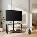 FITUEYES Wood TV Stand with Mount for 32-55 inch TVs, 2 Tier Entertainment Center with Storage for Bedroom & Corner, Tall Wooden TV Mount Stands & Metal Mount - Max Load 77lbs for Flat Screen FITUEYES
