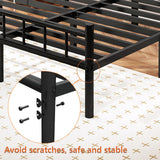 zizin Queen Size Metal Bed Frame with Headboard & Footboard 14 Inch Metal Platform Mattress Foundation Support with Steel Slat, Under Bed Storage, No Box Spring Needed zizin