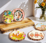 Timburst 7-8 inch Unfinished Wood Slices, 6 Pcs Natural Wood Centerpieces for Tables, Wood Slice with Bark, Rustic Wood Circles for Crafts Arts Party Christmas Decorations Wedding Centerpiece Timburst