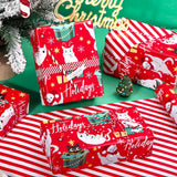 WRAPAHOLIC Reversible Cat Christmas Wrapping Paper - Mini Roll - 17 Inch x 33 Feet - Red Christmas Cat Wrapping Paper and Stripes Design for Holiday, Party Celebration WRAPAHOLIC