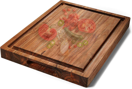 Acacia Wood Cutting Board (17x13x1.5in) and Wooden Butcher Block, Chopping Board - Reversible Multipurpose For Meat, Cheese Board, Vegetables, FANICHI