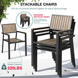 Pamapic 10-Piece Patio Dining Set，Outdoor Aluminum Furniture Set with Plastic-Wood Table Top,Outdoor Furniture Set with 8 Outdoor Stackable Chairs for Patio Garden Poolside (Walnut) Pamapic