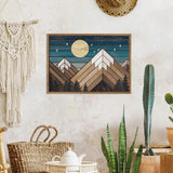 Putuo Decor Wooden Mountain Wall Art, Moon Over Mountain Nature Wilderness Wood Wall Sign Western Decor, Rustic Cabin Decor Adventure Wall Decor for Living Room Bedroom Putuo Decor