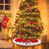 Christmas Tree Skirt Red Xmas Tree Ornaments for White Soft Plush Christmas Tree Mat with Snowy Pattern for Decorations Holiday Party 48 inches AGAXOZW
