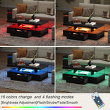 ChooChoo Modern LED Coffee Table, High Glossy Coffee Table with Drawer, Black Coffee Table with Storage for Living Room, Bedroom ChooChoo