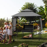 Tangkula 13.5x4 Ft Grill Gazebo with Dual Side Awnings, Double Tiered BBQ Gazebo with 2 Side Shelves, Heavy-Duty Steel Frame, CPAI-84 Barbecue Grill Gazebo Shelter for Patio, Garden, Beach, Terrace Tangkula