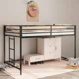 Twin Size Low Loft Bed for Kids,Metal Loft Bed Frame for Boys Girls,Kids Loft Bed Twin Size,Junior Low Loft Bed, Black Bellemave