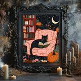 Black Cat Paint by Numbers for Adults, Halloween Paint by Number on Canvas Without Frame, DIY Pumpkin Oil Painting for Gift Home Wall Decor (16x20 inch) xackcme