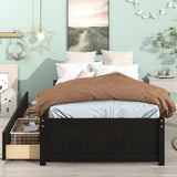 Dolonm Twin Size Solid Wood Platform Bed Frame with 2 Storage Drawers - Espresso Finish Dolonm