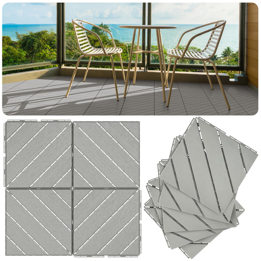 D&D Living 9 Pack Hard Plastic Interlocking Deck Tiles - 12"x12" Heavy Duty Deck Tiles Interlocking Outdoor All Weather. Porch & Poolside, Patio Flooring Outdoor Waterproof. 9sqft Area Coverage