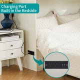 Tltaroni Queen Murphy Bed with Charging Station Large Storage Drawer, Farmhouse Wood Space Saving Hidden Foldable Cabinet Bed for Bedroom Office School, Rustic White Tltaroni