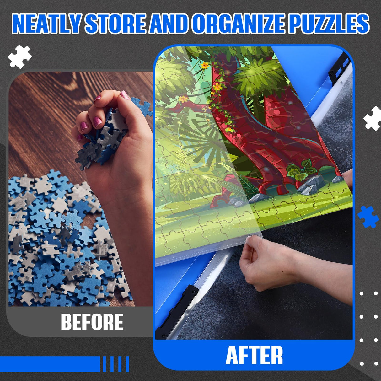 Nezyo 30 Pockets Puzzle Storage Folder Keeper for 1000 Pieces Jigsaw Organizers and Storage Large Capacity Puzzle Organizer, Dustproof and Protective Portable Accessory Nezyo