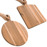 KOLWOVEN Acacia Wood Cutting Board 2 Pack with Handle, Wooden Charcuterie Board Large Paddle Carving Chopping Board Set, Serving Tray for Cheese Meat Fruit Pizza Bread Baking KOLWOVEN