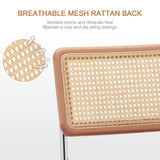 Zesthouse Mid Century Home Office Chair Leather Desk Chair with Rattan Back, Vanity Chair for Girls Women, Upholstered Swivel Chair, Adjustable Height Computer Task Chair Zesthouse