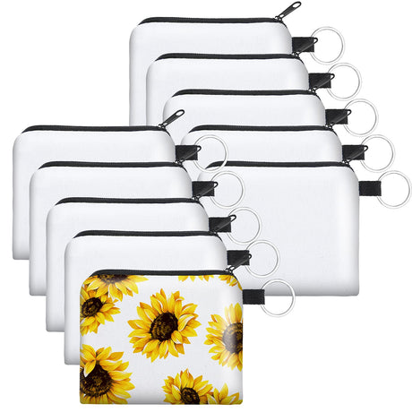 Frienda 10 Pieces Sublimation Coin Purse DIY Blank Cosmetic Pouch Graduation Small Cute Coin Purse Heat Transfer Cosmetic Canvas Bag with Zipper for Ladies Kids Frienda