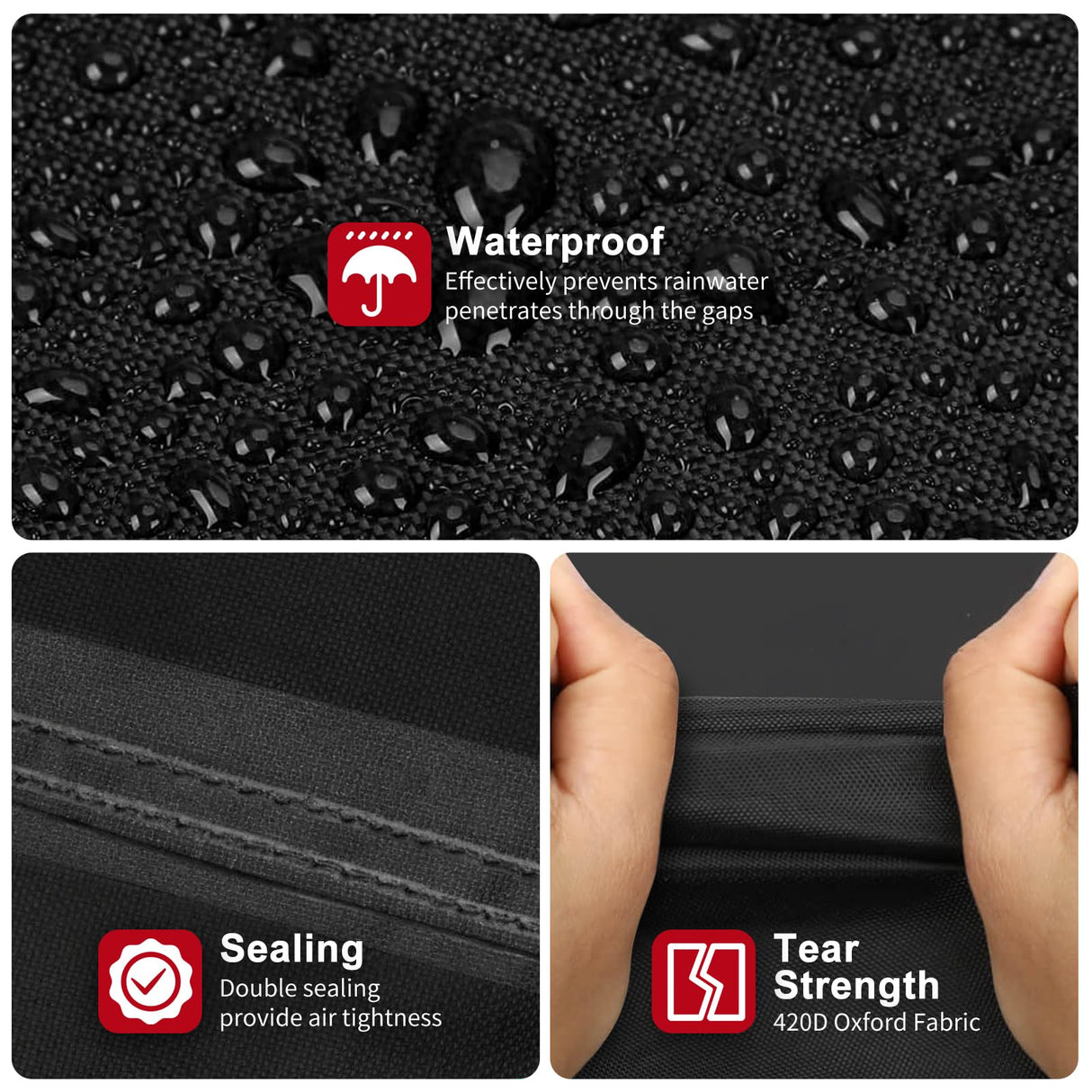 ROWYEET Grill Cover for Outdoor Grill, 420D Oxford Waterproof BBQ Covers for Outside, Anti-UV Heavy Duty Barbecue Gas Cover with Adjustable Hem for Weber Nexgrill Expert Grill and More (45"- 75", 58") ROWYEET