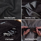 Leather Work Apron with Gloves - 6 Tool Pockets for Men& Women - Welding Apron - Ideal for Woodworking, Blacksmithing, Gardeners, Mechanics, BBQ - Adjustable M to XXXL LeaSeek