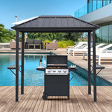 Endark 8' x 5'FT Grill Outdoor BBQ Gazebo Canopy with Two Metal Shelves,Outdoor Permanent Hardtop Gazebo Canopy for Patio, Garden, Backyard (5x8FT-1) Endark