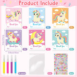 WATINC Wooden Painting Mother's Day Thank You Gifts - 24Pcs Unfinished Blank Wooden Cutouts for Kids, 6 Styles Wood Cutouts Ornament with Thanks Cards,DIY Your Own Party Favors Set (Unicorn WATINC