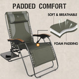 PORTAL Zero Gravity Oversized, Folding Reclining Patio, Full Padded Outdoor Foldable Lounge Chair with Adjustable Headrest, Support 350 LBS, Green PORTAL