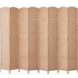 RHF 6 Ft. Tall Extra Wide-Diamond Weave Fiber Room Divider, 8 Panel Room Divider/Screen,Room Dividers and Folding Privacy Screens 8 Panel&Room Dividers and Folding Privacy Screens-Natural, 8 Panel Rose Home Fashion