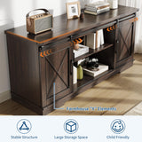 IDEALHOUSE Farmhouse TV Stand and Entertainment Center for TV Up to 65 Inches with Sliding Barn Doors and Adjustable Shelf, Tv Media Console Table with Storage Cabinet for Living Room, Bedroom, Brown IDEALHOUSE