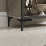 ECACAD 5 Tier Glass Display Cabinet with Light, Storage Curio Cabinet with Pop-up Glass Doors, Collectors Figure Organizers Wine Rack Bookcase for Living Room/Home Office/Dining Room, Rustic Grey ECACAD