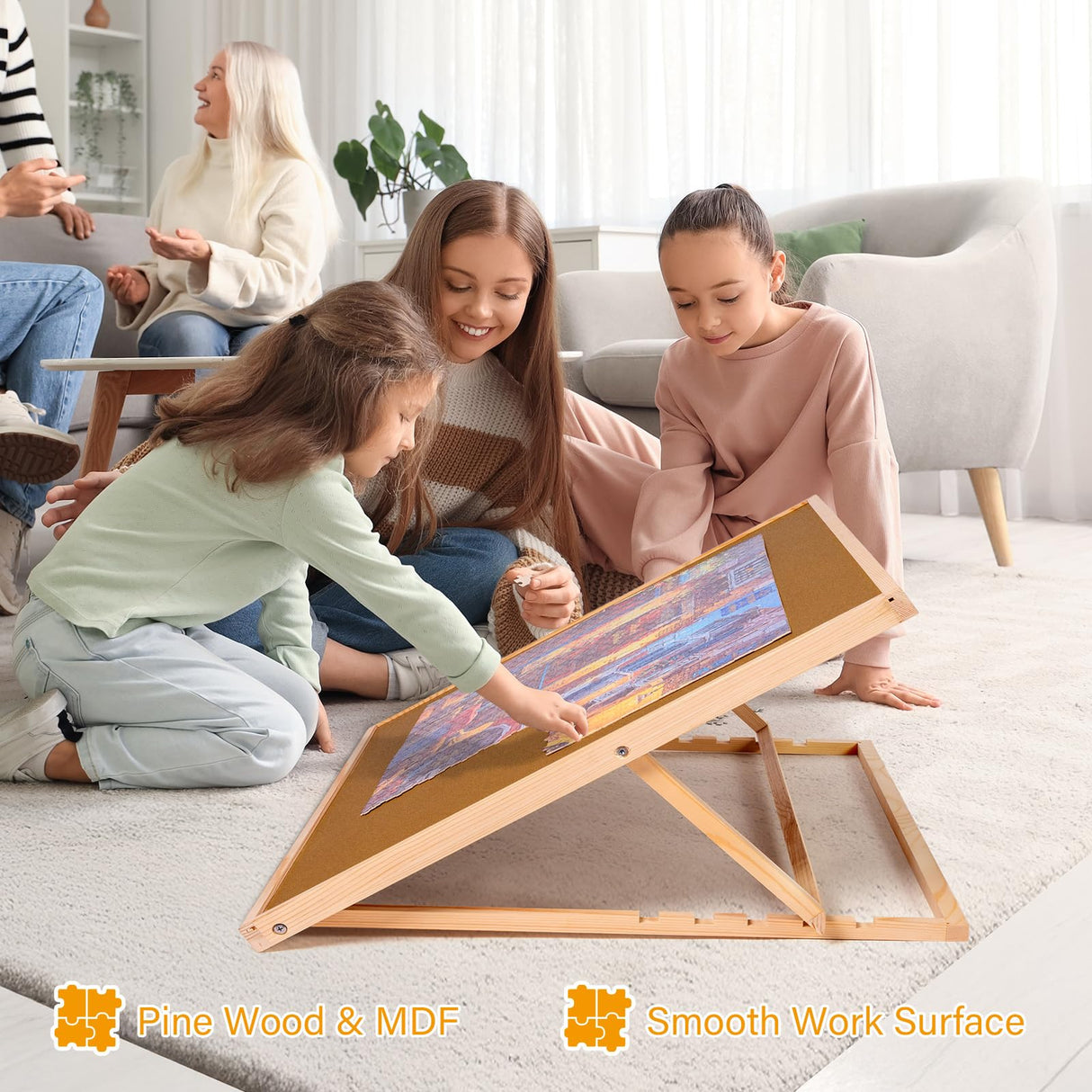 Pulchra 1500PCS Wooden Jigsaw Puzzle Board with Adjustable Bracket Portable Puzzle Table | Puzzle Organizer Boards Storage Accessories for Adults Pulchra