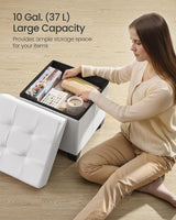 SONGMICS Storage Ottoman, Cube Ottoman with Legs, 15 x 15 x 15.7 Inches, Footstool, Footrest, 10 Gal. (37 L), Synthetic Leather, for Bedroom, Living Room, Dorm, Cloud White ULSF0512W02 SONGMICS