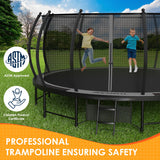 Hocozlly Outdoor Trampoline 16FT for Kids, ASTM Approval Recreational Trampoline with Enclosure, Reinforced Trampolines with Thickened Pole & Non-Slip Wider Ladder (Grey) Hocozlly