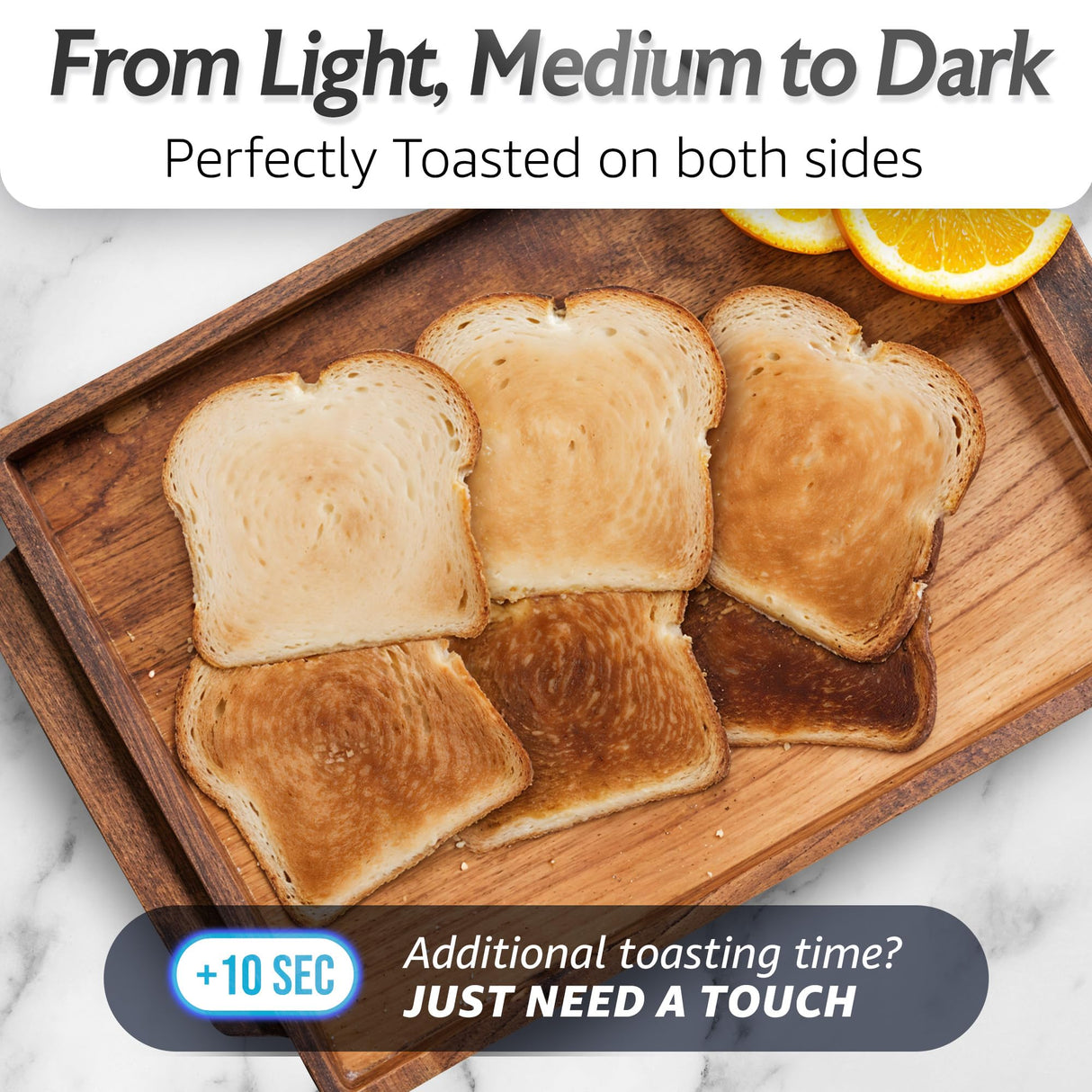 Elite Gourmet ECT5924D SmartToast Digital Long Slot 4 Slice Toaster, 1.5” Wide Slots for Thick Breads & Bagel Function, LED Touch Screen, Countdown Timer, 6 Shades, Stainless Steel Elite Gourmet