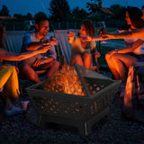 Outsunny 26 Inch Outdoor Fire Pits, Bonfire Wood Burning Firepit Bowl, Camping Fire Pit with Spark Screen Cover, Poker for Patio, or Backyard, Black Outsunny