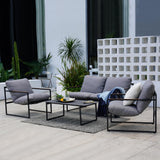 Grand patio 4-Piece Outdoor Furniture Set, Patio Outdoor Sofa with Cushion, Modern Metal Couch with Coffee Table, Outdoor Conversation Set for Porch Deck Balcony Backyard Living Room Grand patio