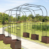 BUKLIYN Garden Arch Trellis - Length: 98.5in, Height: 94.5in Iron Garden Arch Arbor Trellis for Climbing Plants Outdoor - Garden Arch for Lawn, Party, Ceremony Wedding Decoration (Black) BUKLIYN